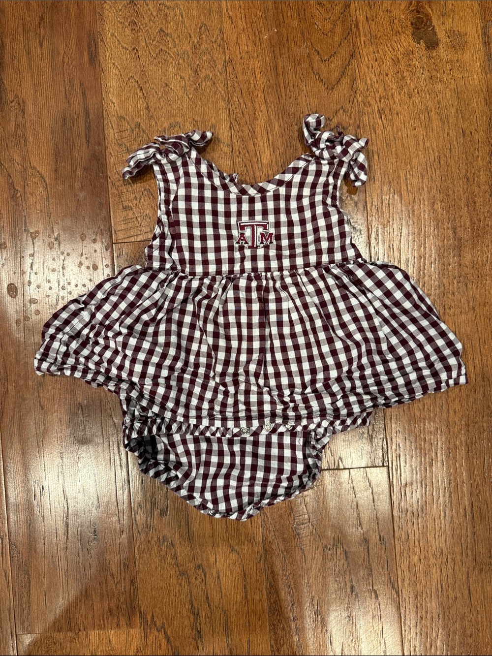 Texas A&M Maroon & White Gingham Baby Dress Bodysuit
